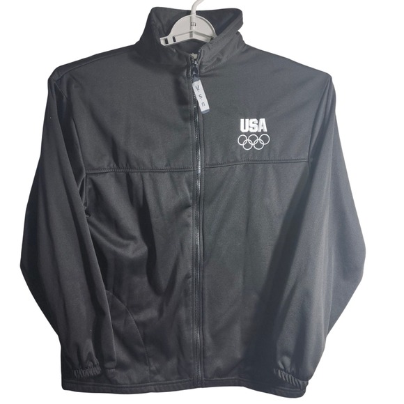 USA Olympics United States Olympic Committee Jacket Full Zip Black Large - Picture 1 of 8